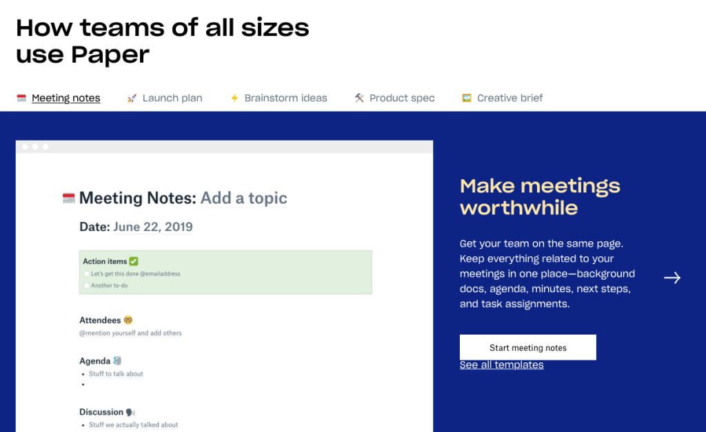 Dropbox Paper for board meetings