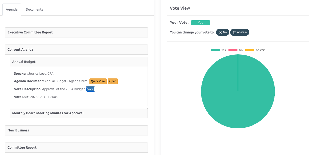 An example of ways to engage remote participants with live voting during the meeting.